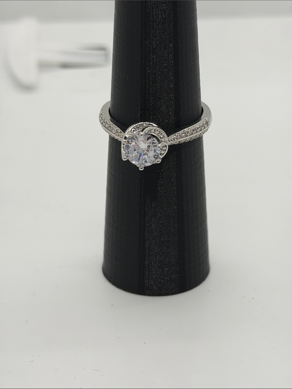 Sterling Silver Clear CZ Solitaire Engagement Ring - White size 10